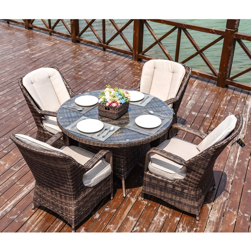 Batson 5 Piece Dining Set with Cushion