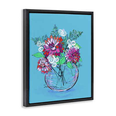 Cadre flottant Dahlias dans un vase, design par Susan Lugar