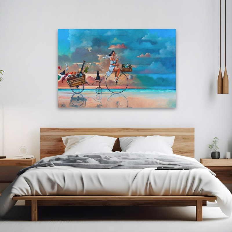 Déménagement - Cuisine figurative, plages, bicyclettes, cocktails, art, H 40 po x l 60 po