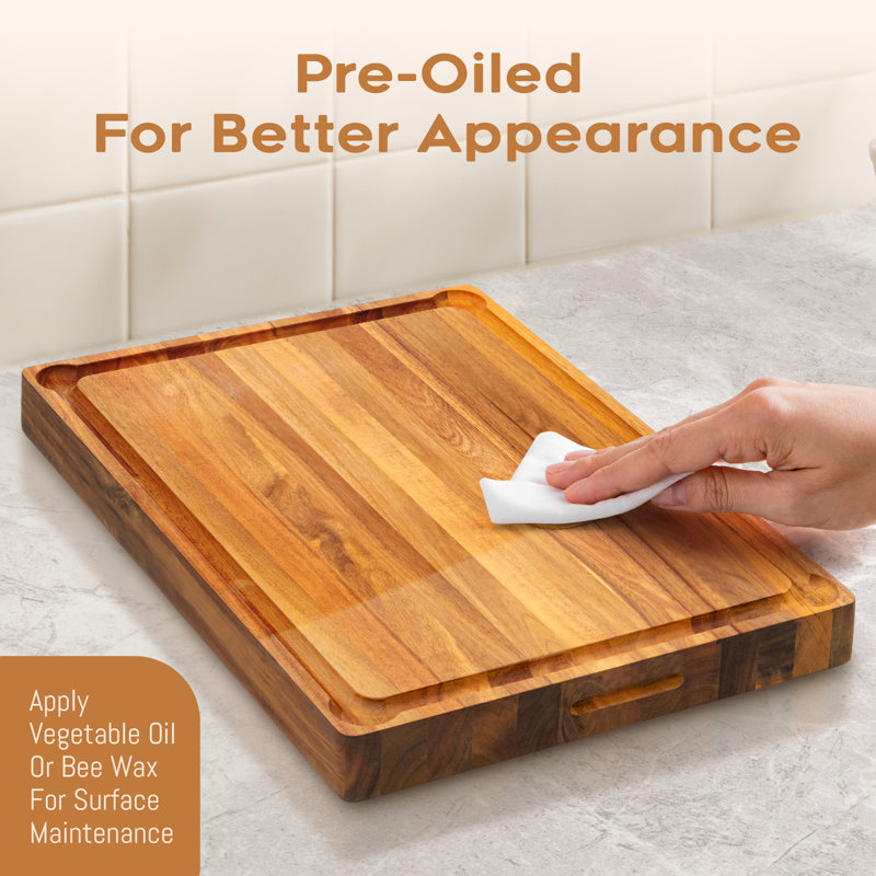 Anders Refined Edge Grain Acacia Cutting Board, 18" L x 24" W 
