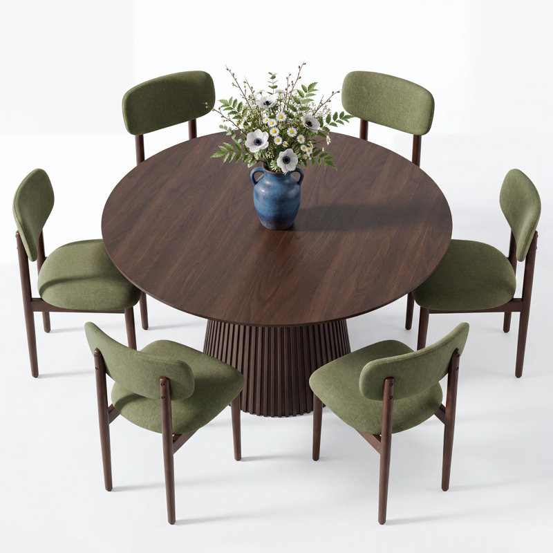 Chynthia 6 - Person Oval Solid Wood Dining Table Set, Green