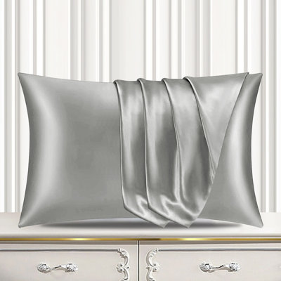 Satin Silk Pillow Cases Pack of 2 Super Soft Smooth Pillow Covers Breathable Hypoallergenic Envelope Closure