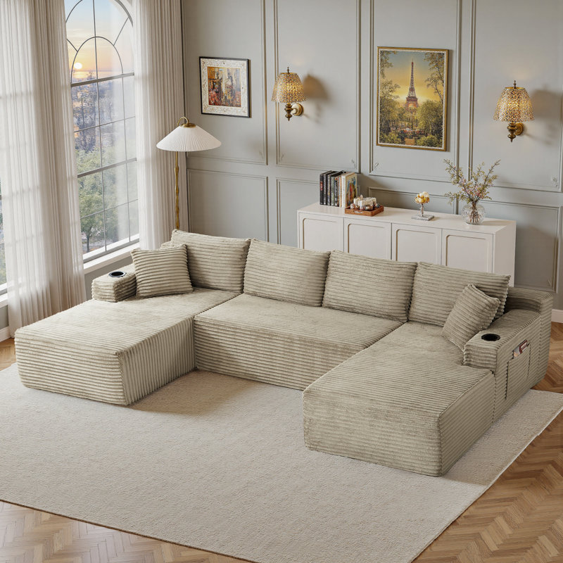 Canapé modulaire en forme de L de 133 po Boneless, Chameau