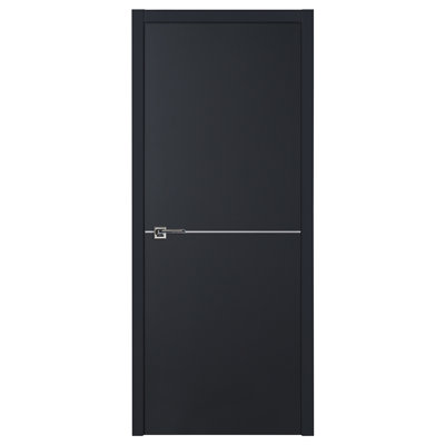 Glam G-Pro 007 Porte intérieure moderne en stratifié noir doux pré-suspendu 32 po x 96 po