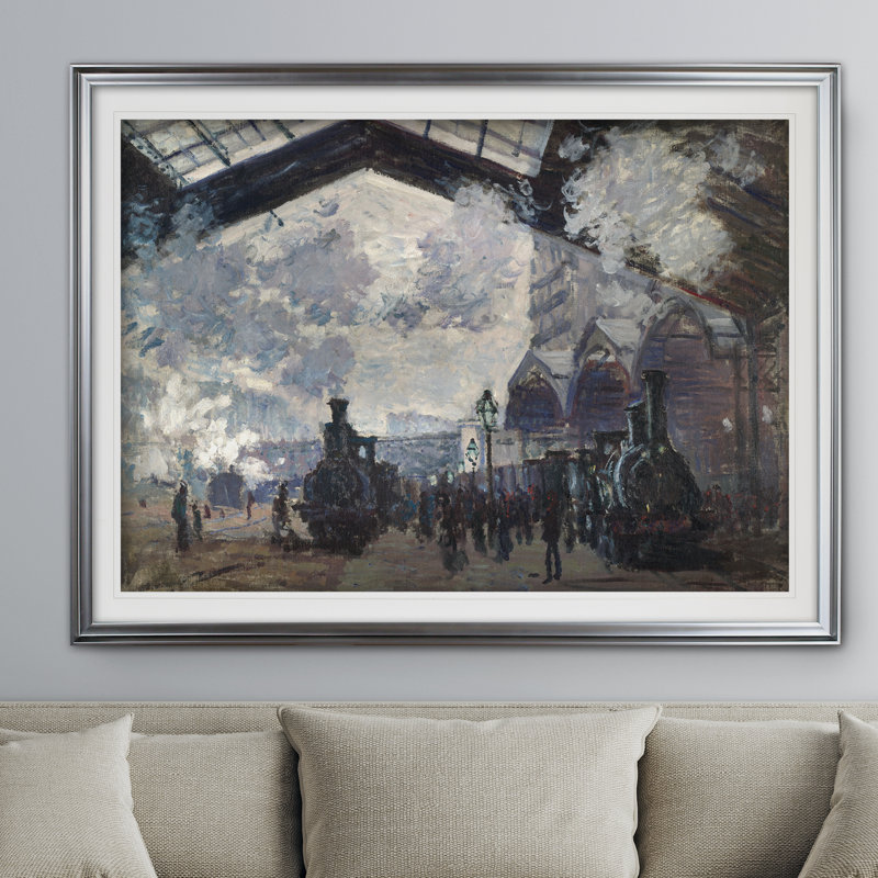 « the gare st lazare » par claude monet, impression, Argent, H 31 po x l 43 po x P 1,5 po