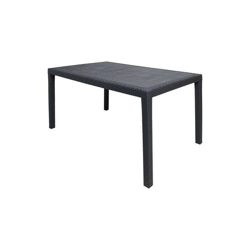 Portici Rectangular Dining Table, Rattan Effect Multipurpose Garden Table, 150X90H72 Cm, Anthracite