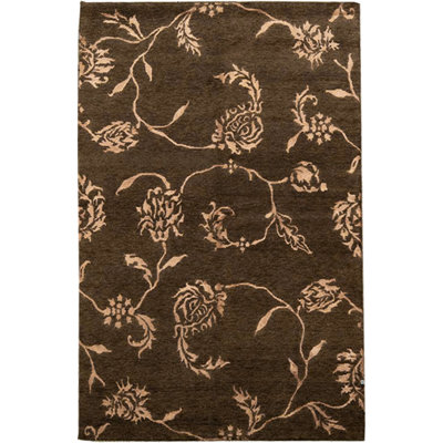 Himalayan Wool Damask Area Rug in Brown