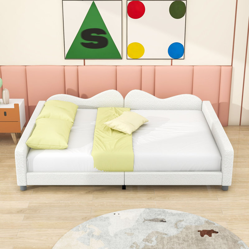Lit de jour rembourré avec tissu sherpa, Double, Blanc