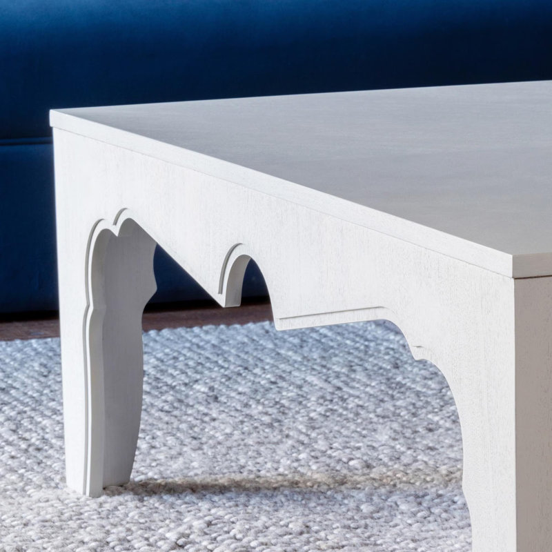 Island Manor Solid Wood Coffee Table, Whitewash