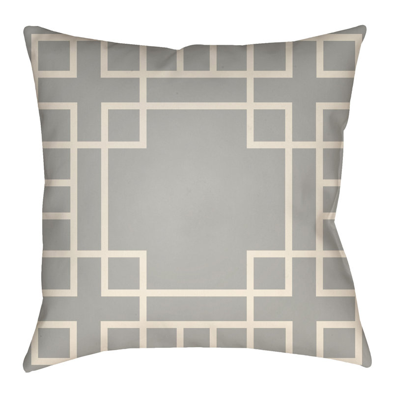 Litchfield Hanser Indoor/Outdoor Throw Pillow, 18" H x 18" W, Gray/Ivory