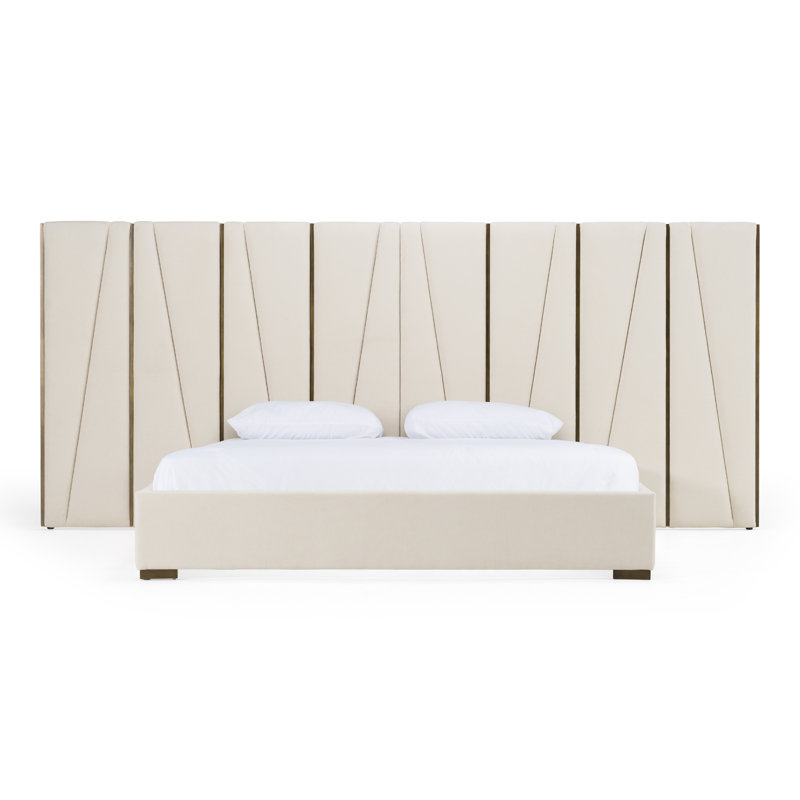 Nixa - Modern Beige Velvet Bed, California King