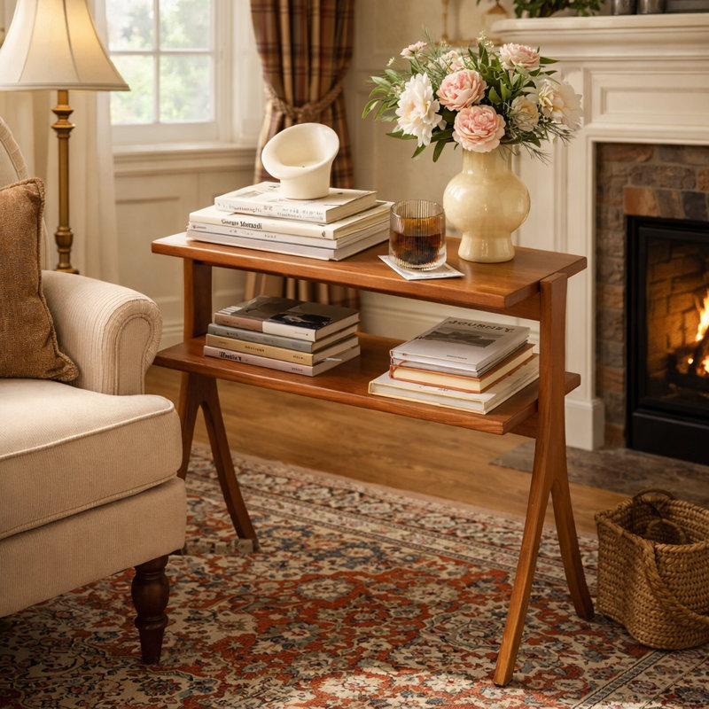 2 Tier Solid Wood Side Table