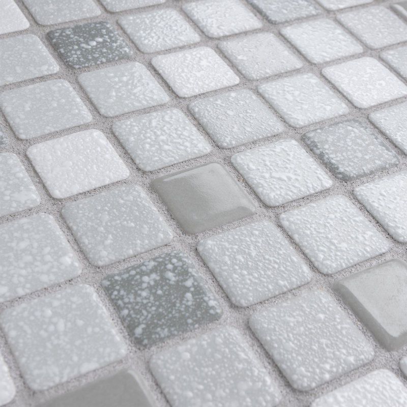 Carreau de mosaïque en porcelaine Crystalline, Gris / Blanc