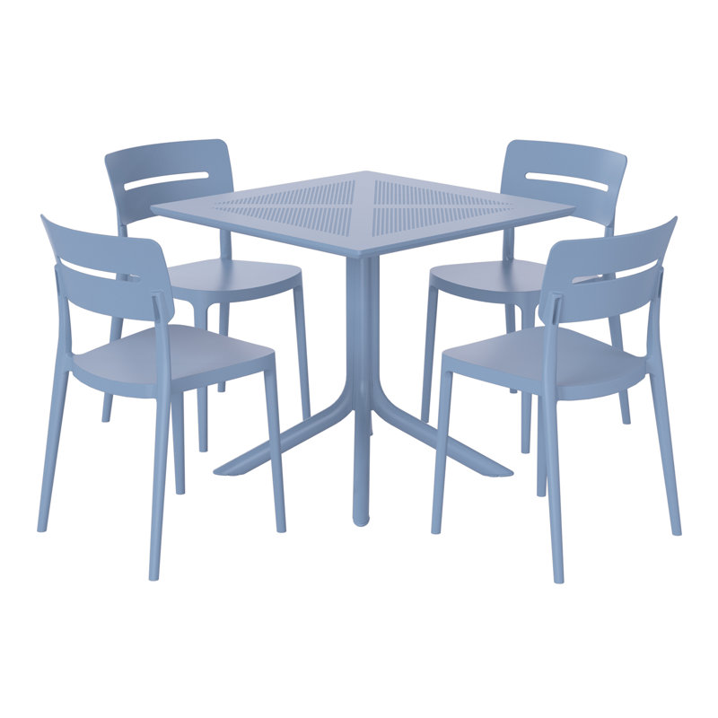 4-Person Outdoor Square Dining Set, Blue