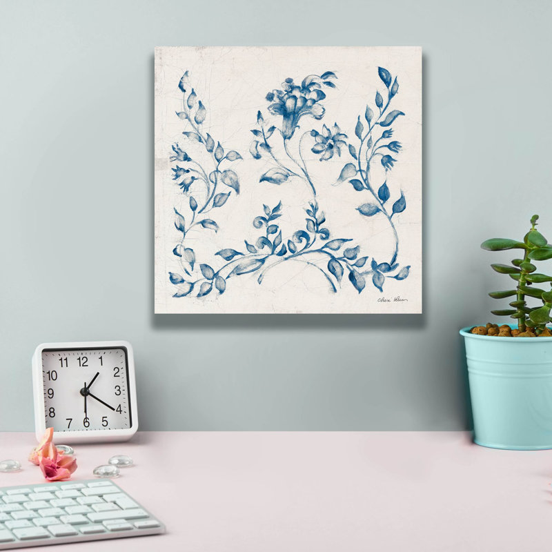 «Suédois tuile 4 bleu» par Cheri Blum, toile d'art, H 12 po x l 12 po x P 0,75 po