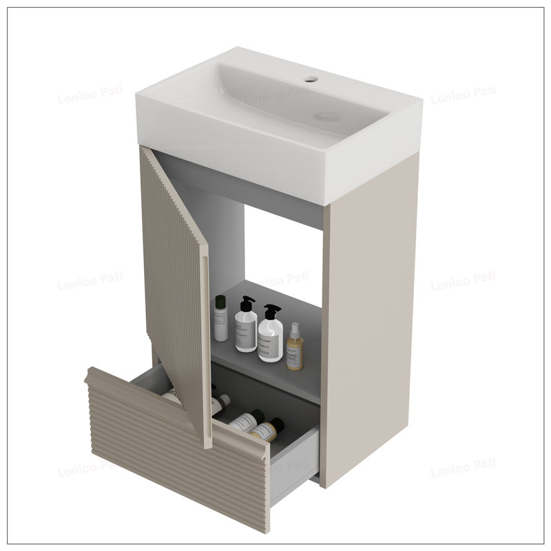 Armoire de salle de bain autoportante 20 po sans lavabo, Gris, Gris
