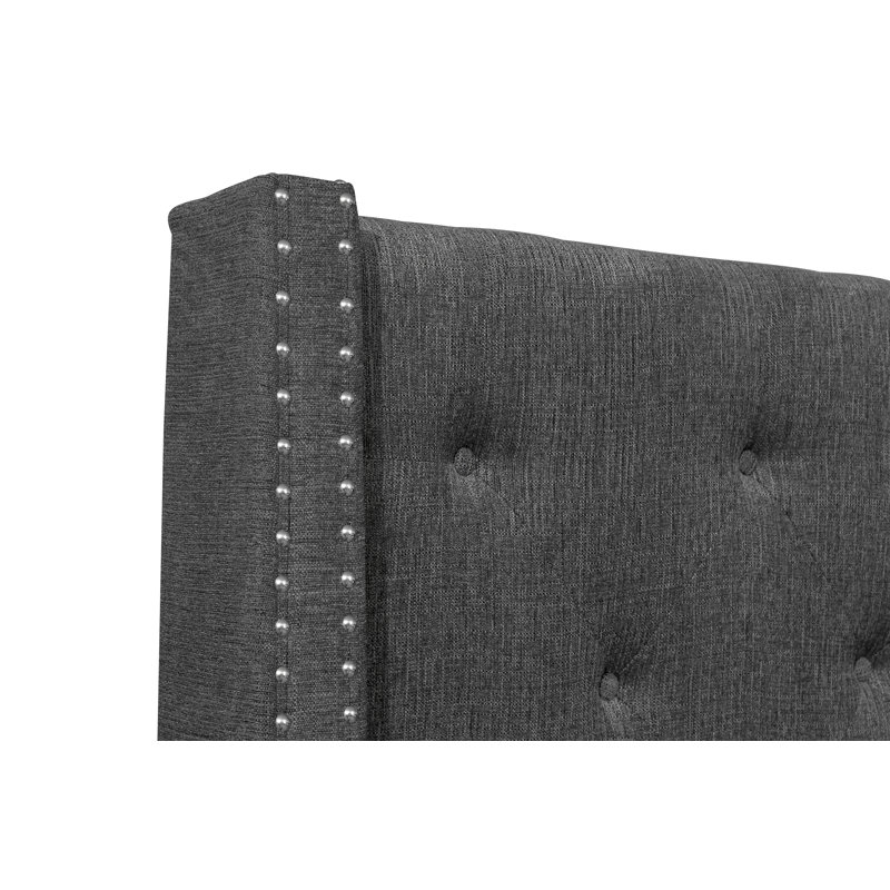 Lit plateforme tapissier Landreneau, Gris, Grand