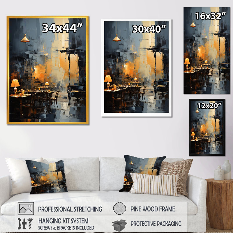 «Yellow Jazz Cafe Melody 2 - Music Jazz», art mural, Toile tendue, H 44 po x l 34 po x P 1,5 po