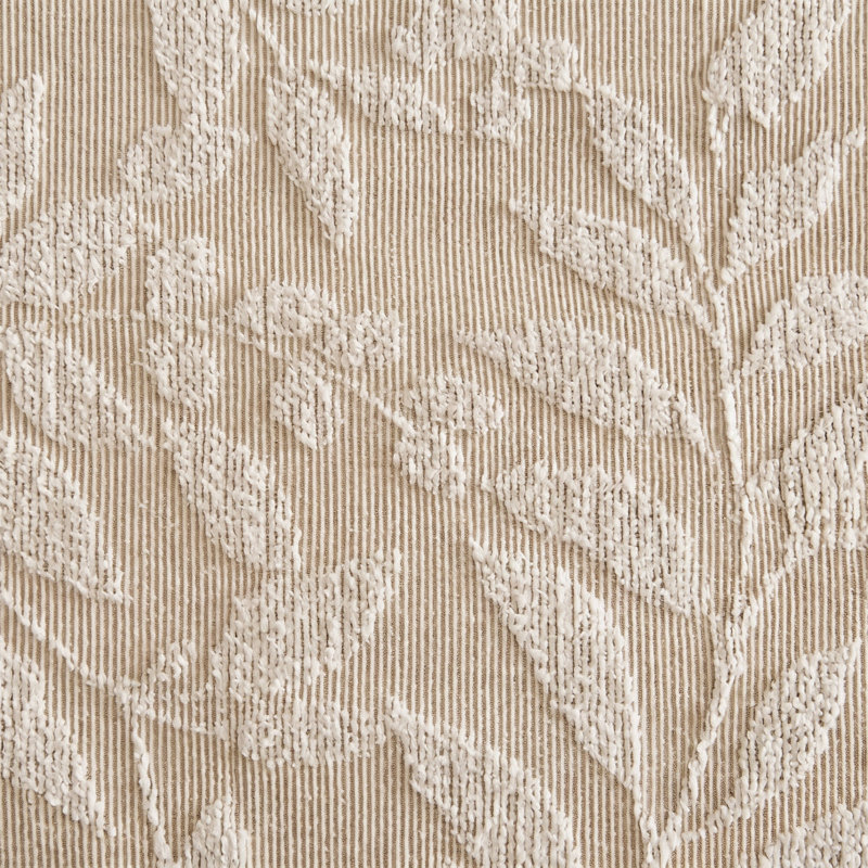 Harbor House Solace Leaf Beige Cotton Blend 1-Piece 72x72" Cotton Blend Botanical Jacquard Shower Curtain