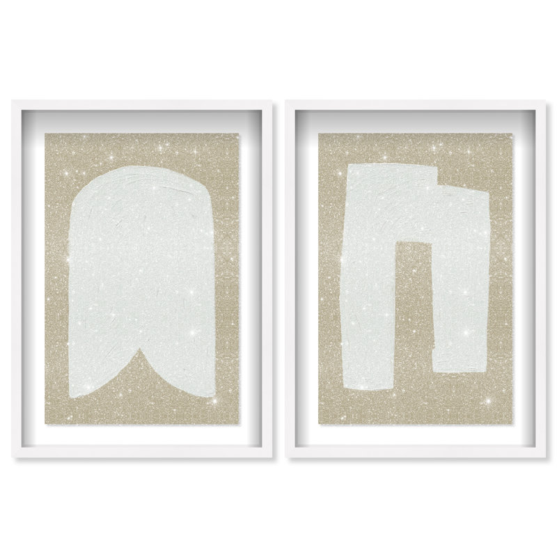 Minimal Ivory Set by Oliver Gal, White Shadowbox, 25.5"H x 37.5"W