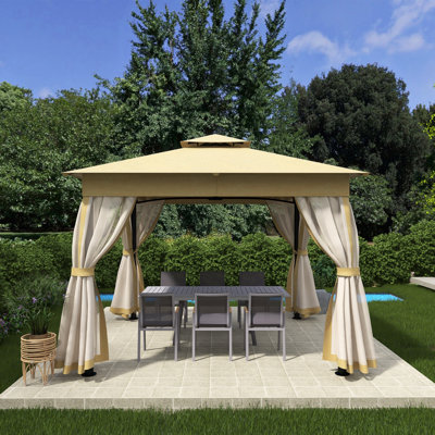 10 pi. L 10 pi. D Pavillon de jardin en acier avec double toit