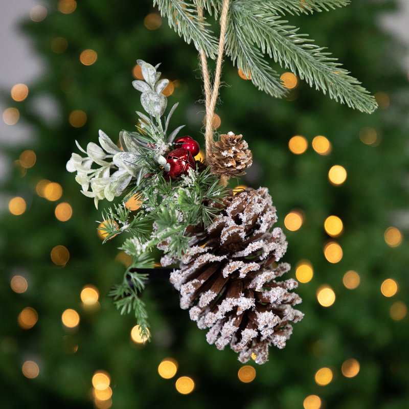 Ornement de Noël suspendu 13 "en forme de pomme de pin avec feuillage mixte