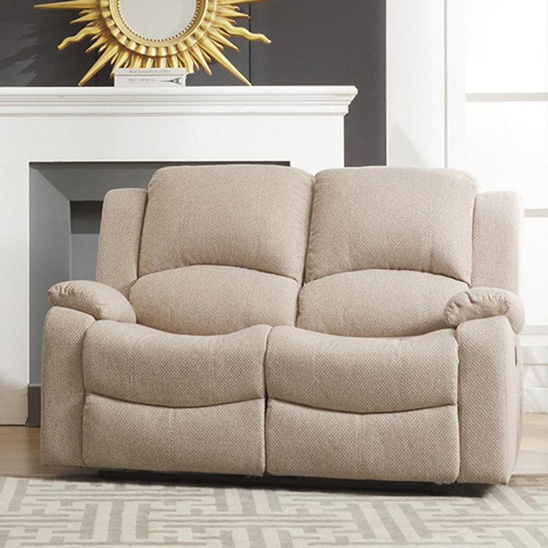 Celya 2 Seater Reclining Sofa, Beige Polyester Twill
