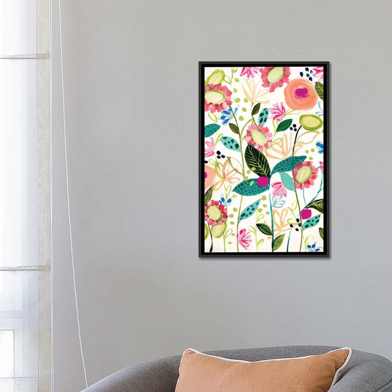 « spontané », reproduction d’impression sur toile, H 26 po x l 18 po x P 1,5 po, Toile avec cadre noir, Pas de tapis