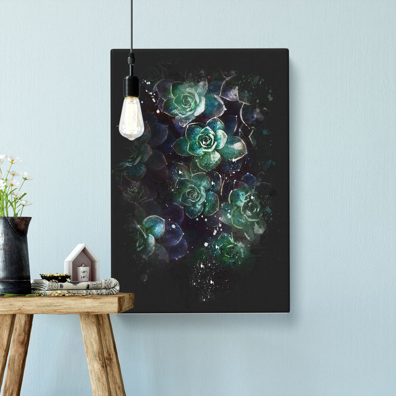 Green Succulent in Bloom - Wrapped Canvas, 60cm H x 40cm W x 3cm D