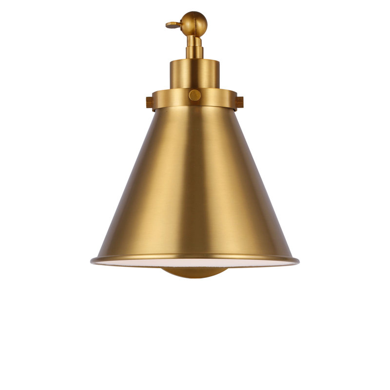Wellfleet One-Arm Cone Sconce, Midnight Black, Burnished Brass