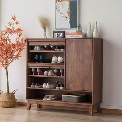 Simple style wooden shoe storage cabinet