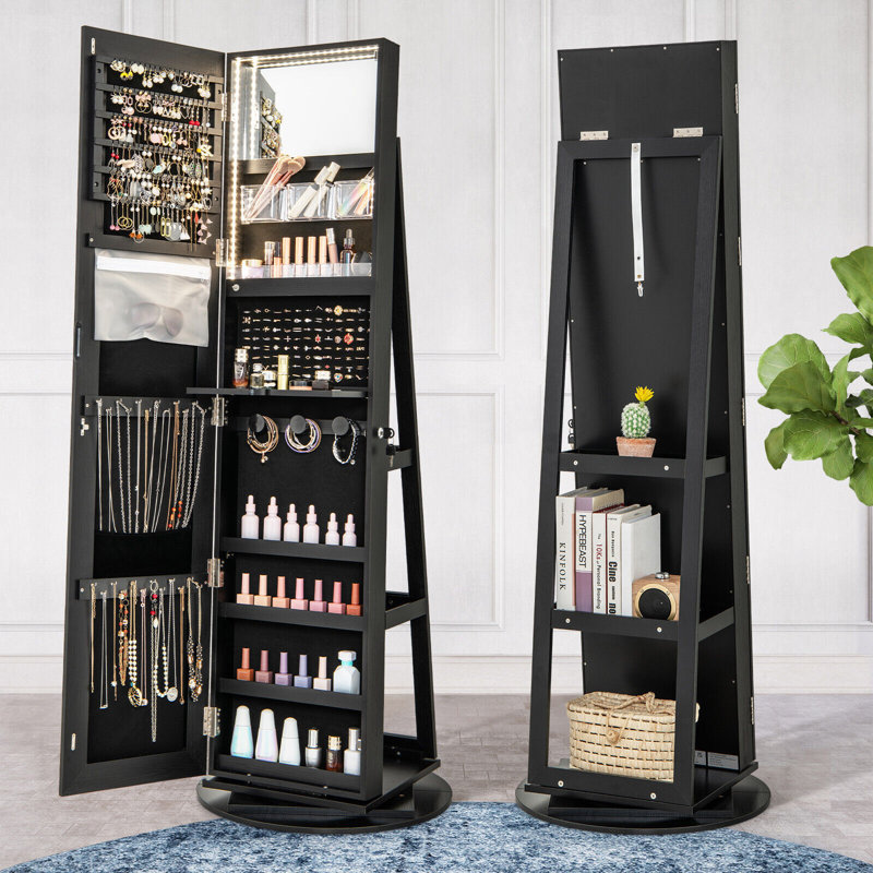Aoting Freestanding Jewelry Armoire, Black