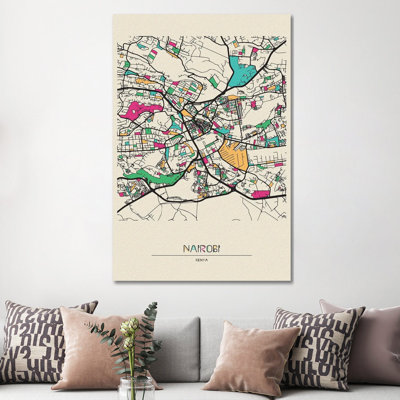 Carte de Kenya par Ayse Deniz Akerman - galerie d'art sur toile tendue