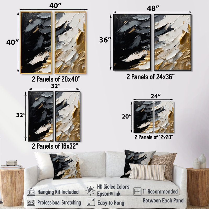 Lohman - Grandes impressions abstraites sur toile, Black, 36" H x 48" W, Impression encadrée flottante