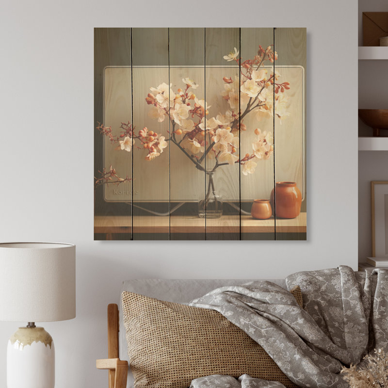 Vase orchidée Nostalgia - orchidées sur bois de pin naturel, H 30 po x l 30 po
