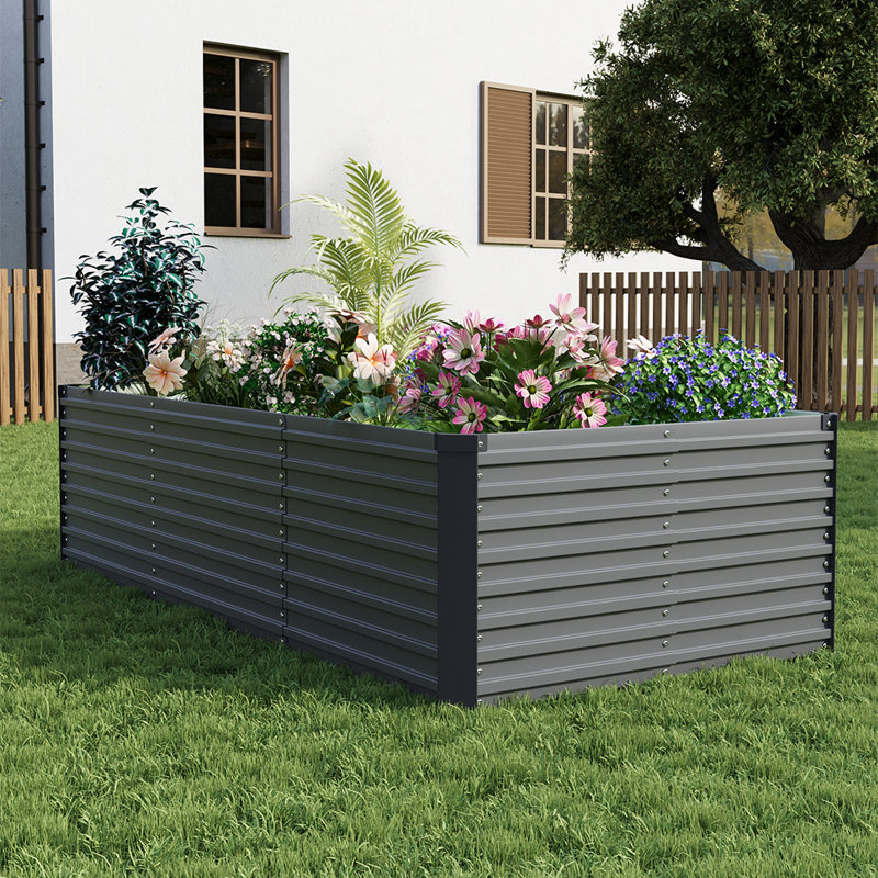 Metal Raised Garden Bed, Grey