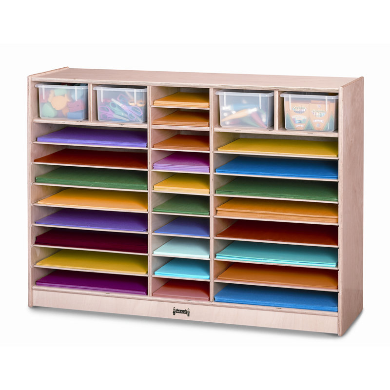 Black Mobile Paper Center with Clear Trays for Kids