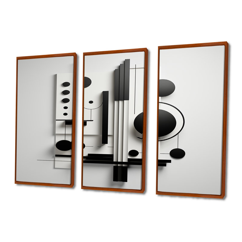 Ensemble géométrique géométrique Essence monochrome II - Minimalisme, Cadre flottant brun, H 32 po x l 48 po x P 1 po