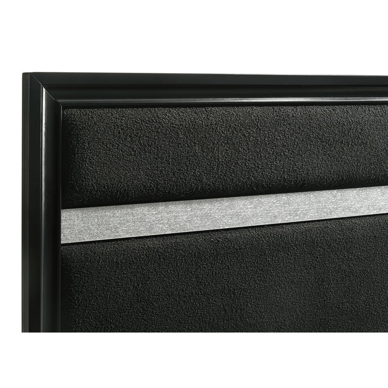 Modern Upholstered Queen Panel Bed with Glitter Accent