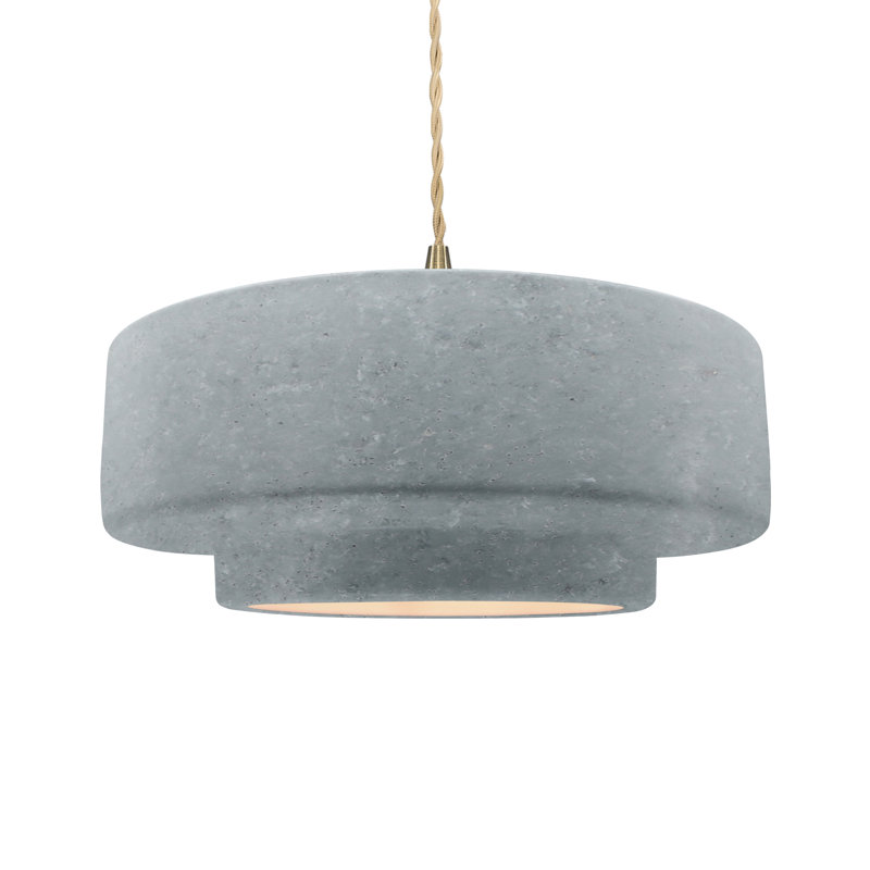 Luminaire suspendu à 1 lumière Meydan, H 6 po x l 16,25 po x P 16,25 po, Laiton brossé, Béton