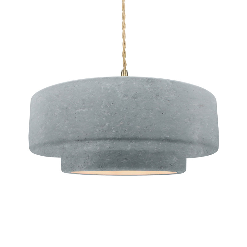 Luminaire suspendu à 1 lumière Meydan, H 6 po x l 16,25 po x P 16,25 po, Béton, Laiton brossé