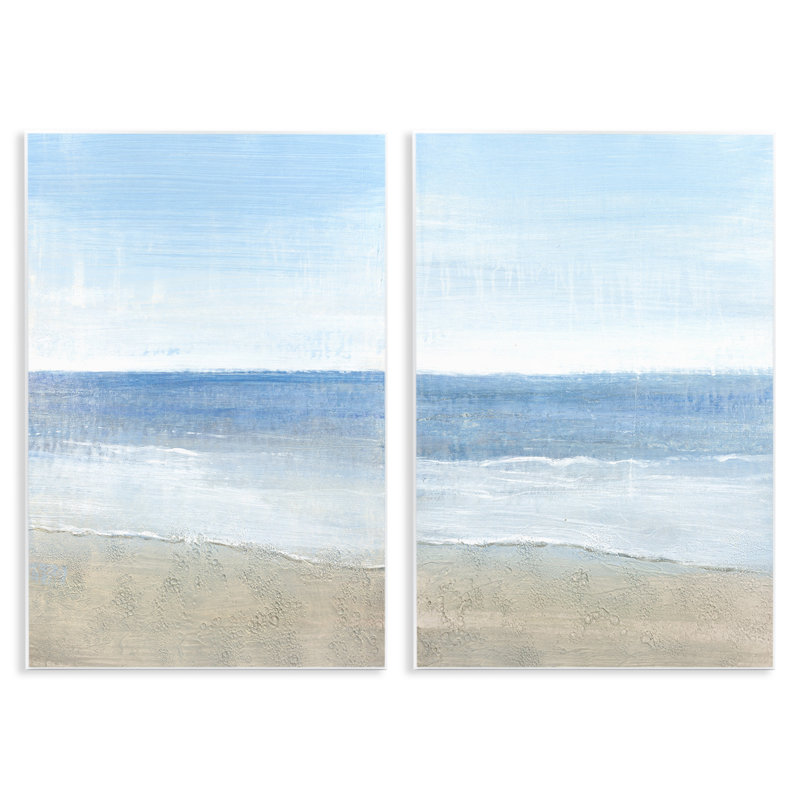 «Coastal Seafoam Beach Waves», ensemble de 2 plaques murales par Tim O'Toole, H 19 po x l 13 po