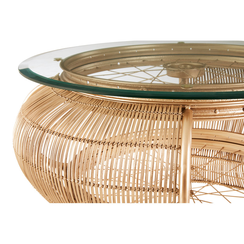 Mantis Bicycle Wheel Design Coffee Table, Champagne Gold