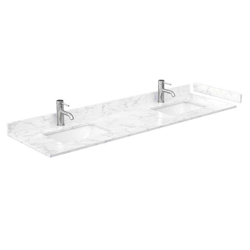 Daria 72'' W Double Vanity, Polished Chrome, White Cultured Marble, White