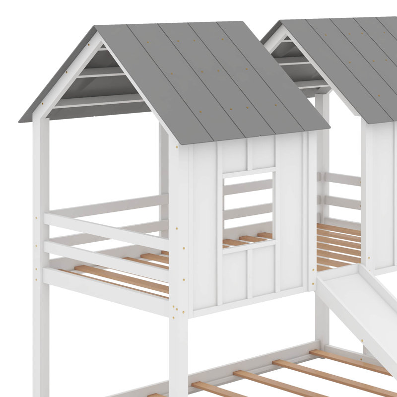Twin Over Twin House Bunk Bed With Slide