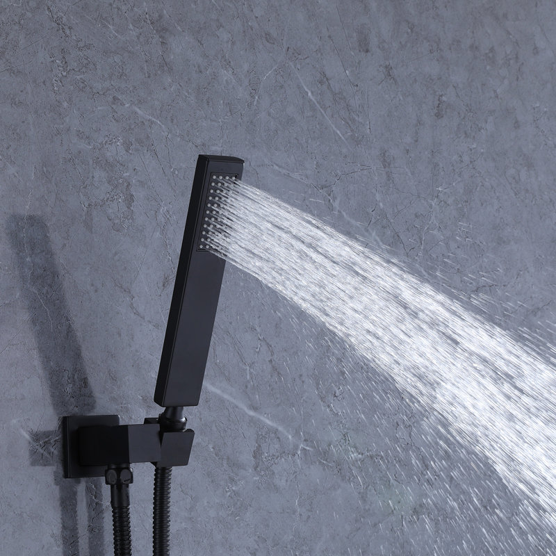 Single-Handle 3-Spray Square High Pressure Tub And Shower Faucet In Black (Valve Included), Matte Black