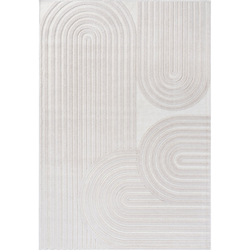 Leong Collection Transitional Geometric Cream Area Rug, Rectangle 7' x 10'