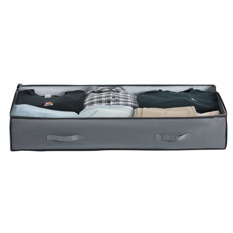 Boîte de rangement à chaussures empilable de 90 L à placer sous le lit (lot de 2) avec couvercle transparent, en matériau non tissé inodore, pliable pour un gain de place, idéal pour ranger couvertures, oreillers, vêtements de saison, livres, etc.