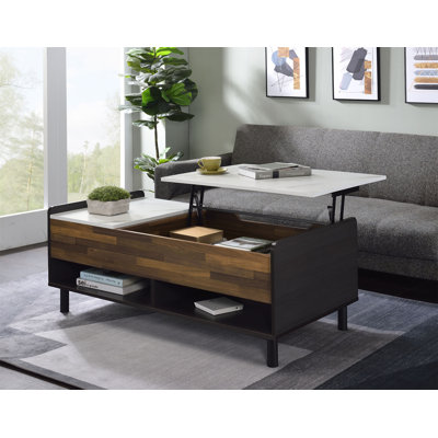 Table basse rectangulaire avec plateau relevable, table de style moderne pour l'intérieur