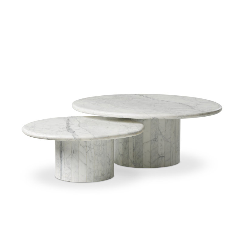 Stuart Marble Coffee Tables-White Calacatta Marble, White Calacatta Marble